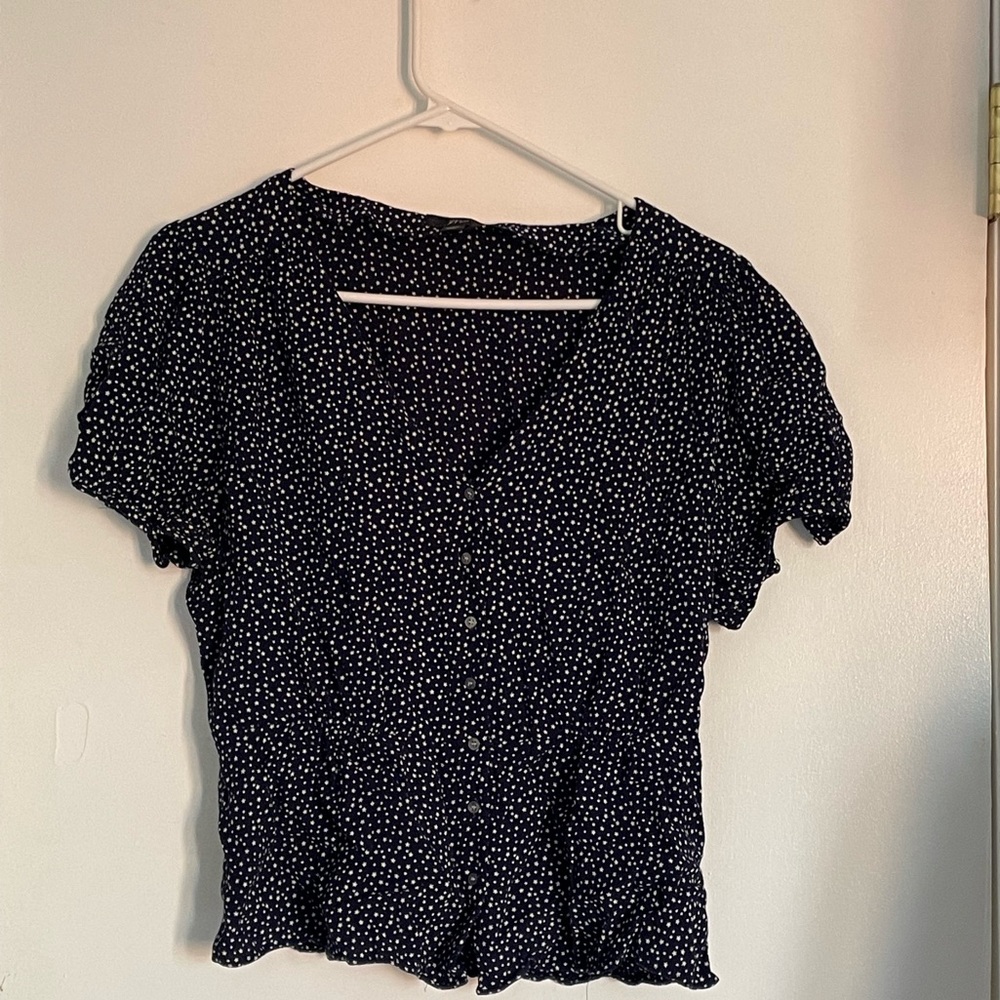 J. Crew Navy Star Print Peplum Top